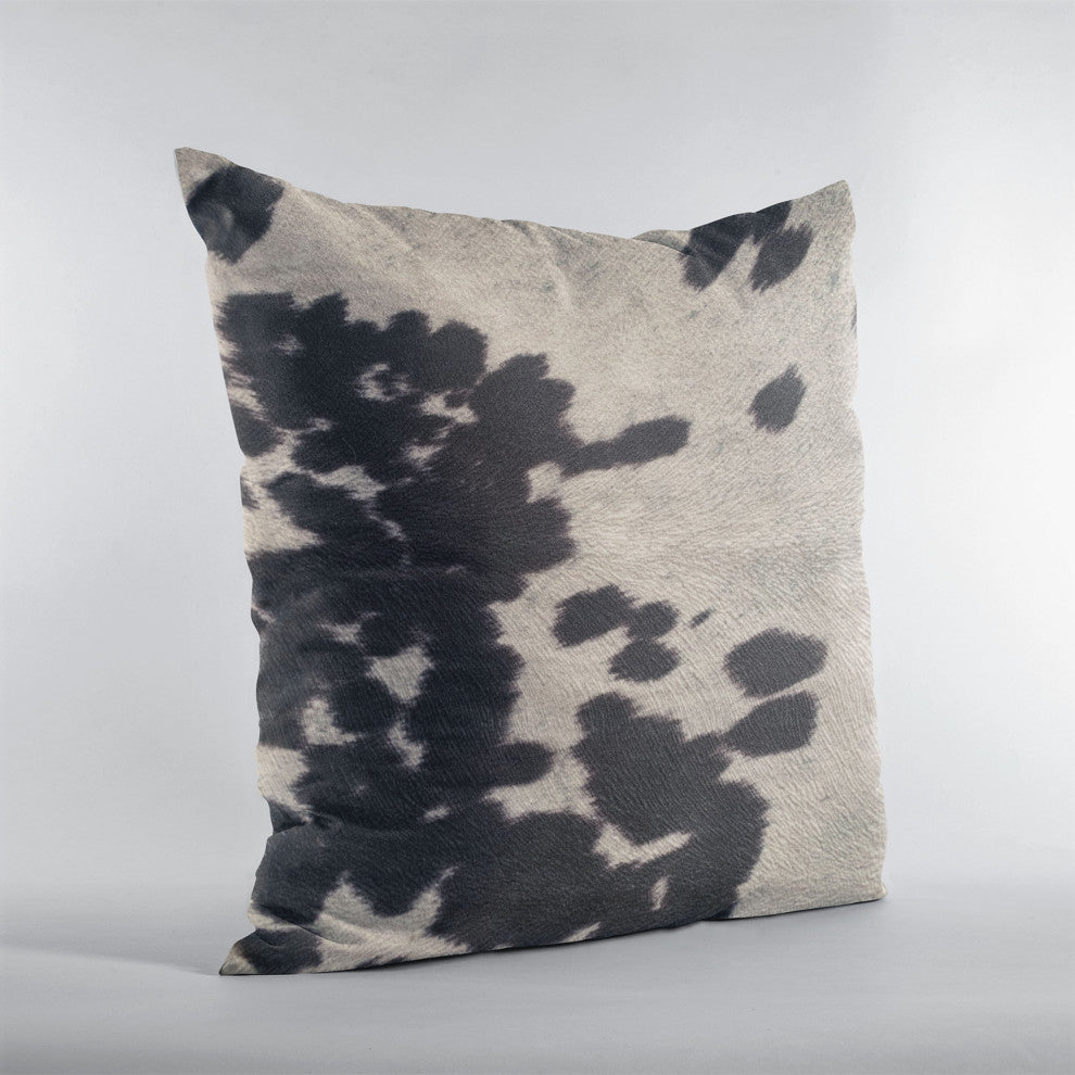 Plutus Black Cowhide Animal Luxury Throw Pillow, 12"x20"