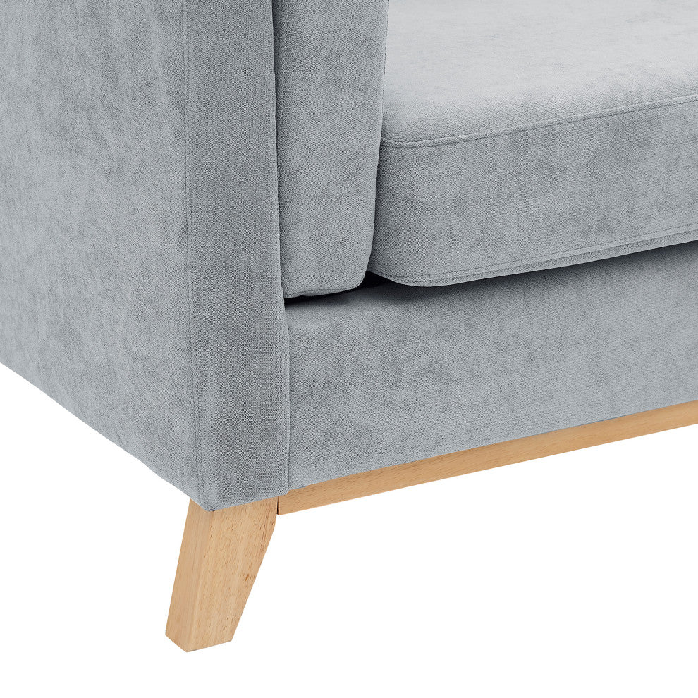 73" Chenille Fabric Tuxedo Arm Loveseat with Cushion, Grey, 73"
