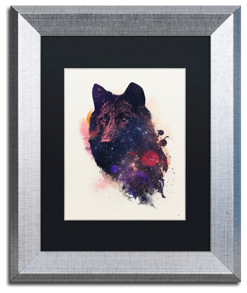 Robert Farkas 'Universal Wolf' Art, Silver Frame, Black Mat, 14x11