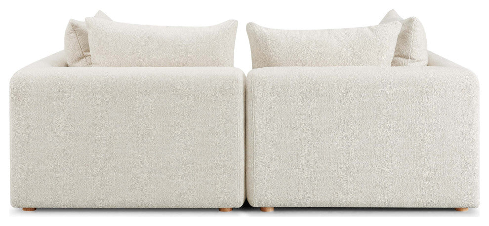 Hangover Upholstered Loveseat, Cream Textured Fabric