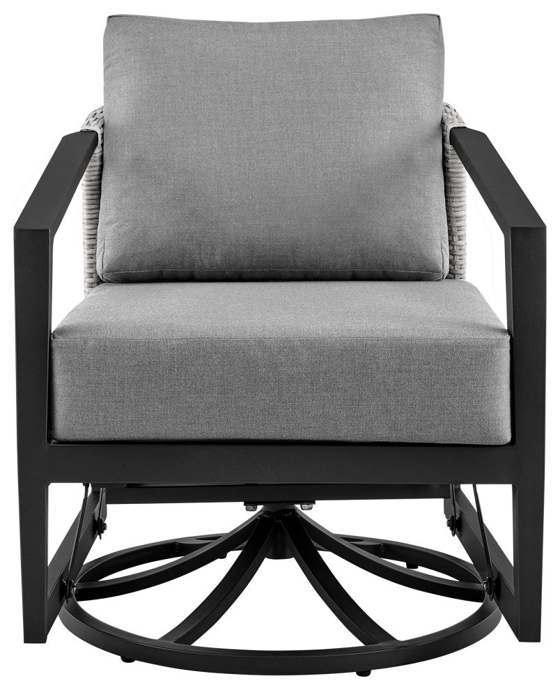 Aileen 3-Piece Patio Seating Set, Aluminum With Gray Wicker And Cushions