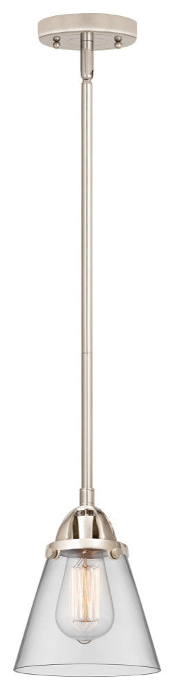 Small Cone Mini Pendant, Polished Nickel, Clear, Clear