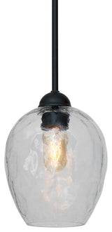 1-LT 7" Hammered Glass Pendant, Black