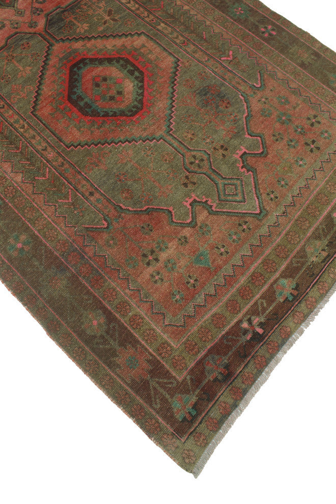 Vintage Distressed Imran Rust/Brown Runner, 4'5x12'9