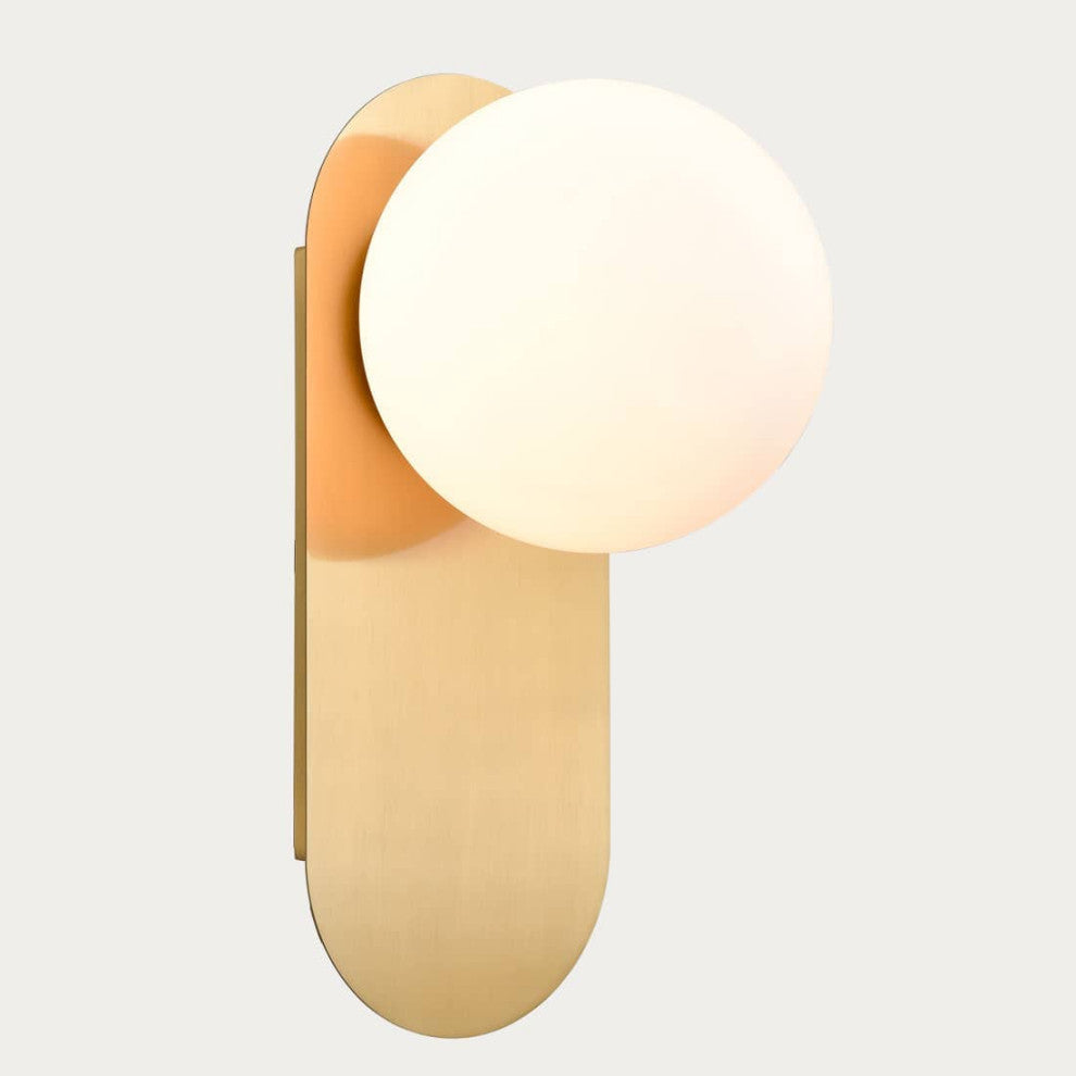 Modern Globe Wall Light Sconce with Opal Glass Shade, 1-Light, Type A