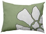Petal Lines Decorative Lumbar Pillow, Green, 14x20"