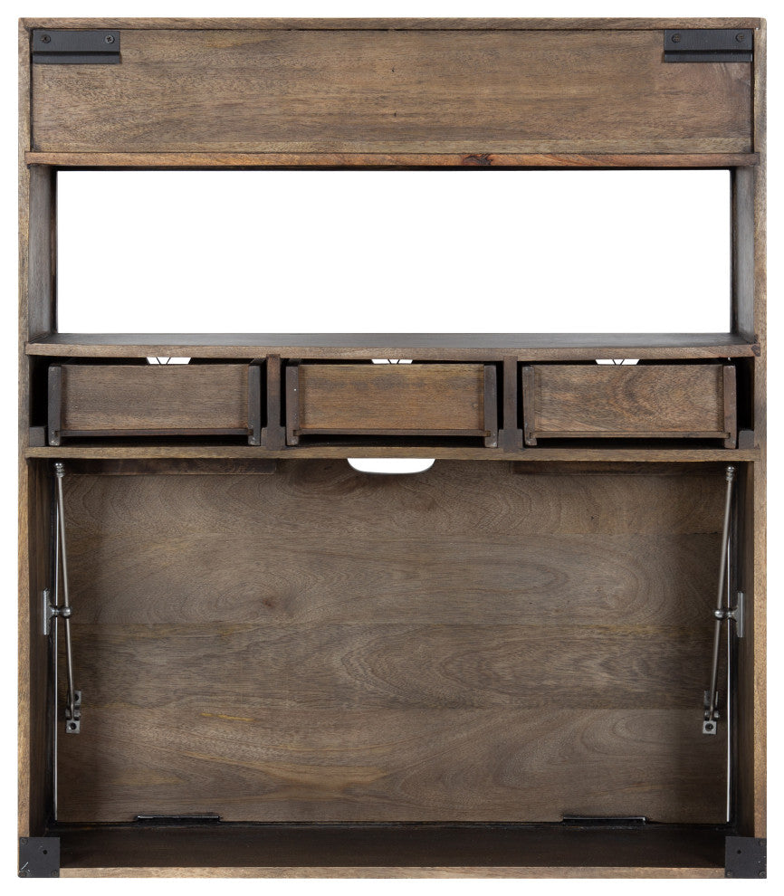 Georgie Wall Hanging Desk, Rustic Brown, 26x6x30