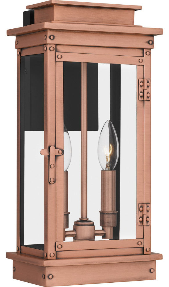 Noelle Two Light Outdoor Wall Mount in Aged Copper