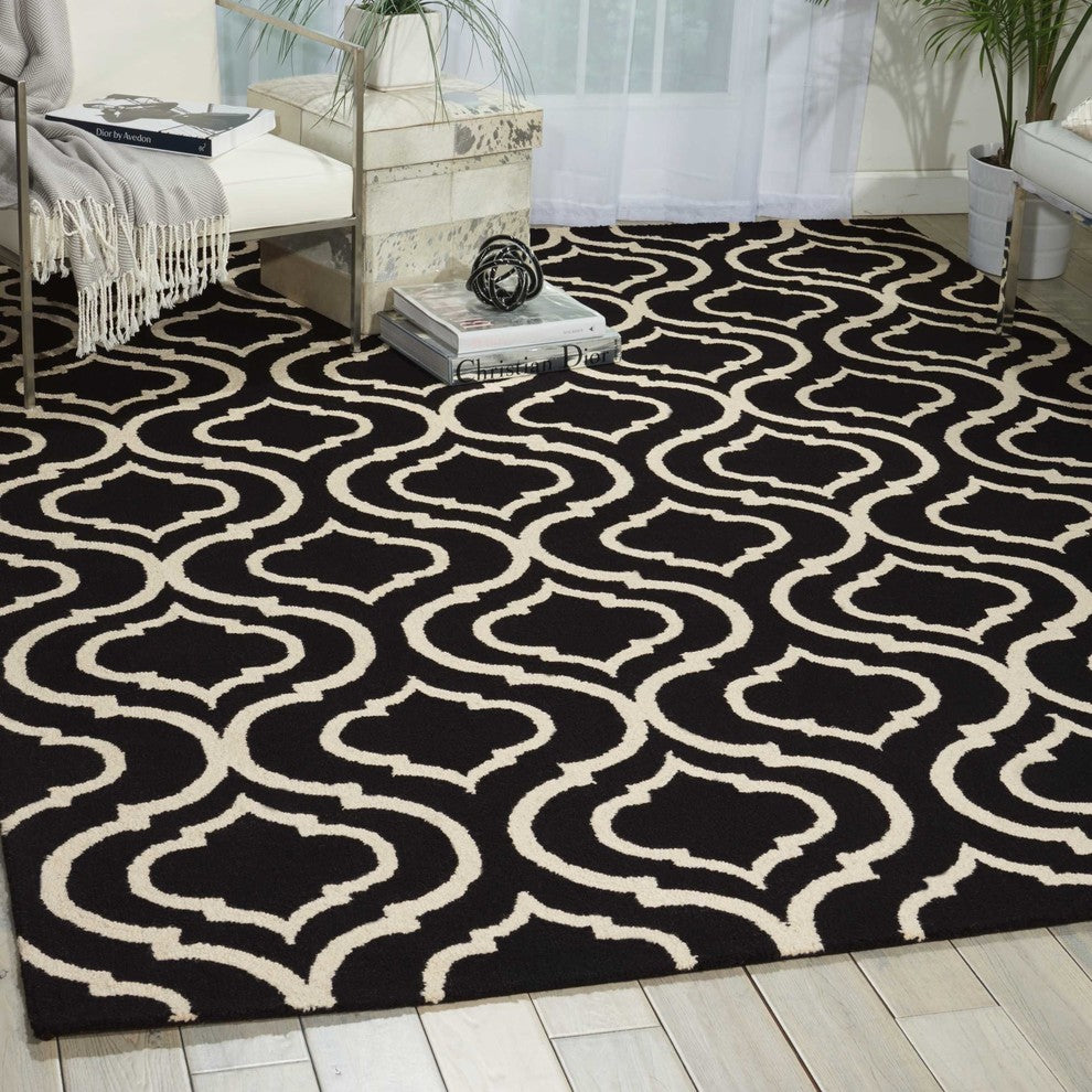 NOURISON LINEAR BLACK WHITE AREA RUG