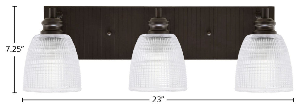 Edge 3-Light Bath Bar, Espresso Finish, 5" Clear Ribbed Glass