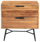 2 Drawer Wooden Nightstand With Metal Angled Legs Black and Brown