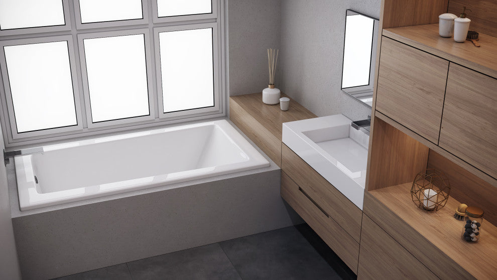 Malibu Redondo Rectangle Whirlpool Bathtub 72x42x21 Biscuit