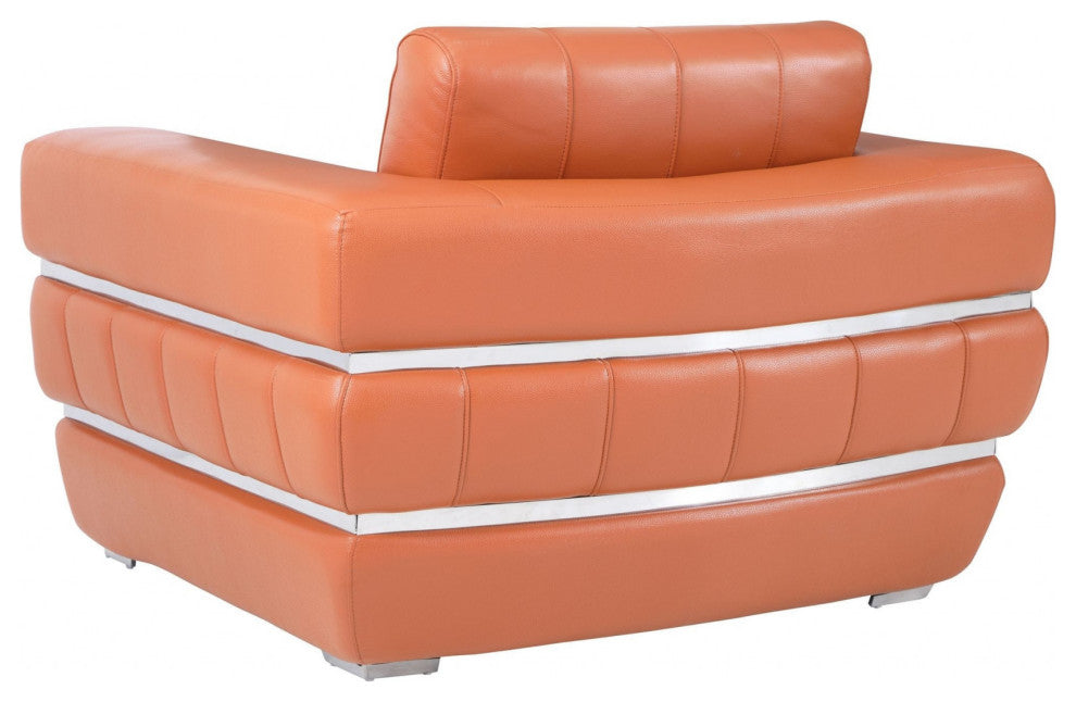 Terra Cotta Stripe Top Grade Italian Leather Chair