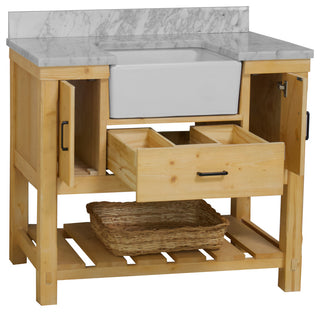 Charlotte 42" Bathroom Vanity, Drift Wood, Carrara Marble