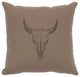 Image Pillow 16x16 Bull Skull Cotton Taupe