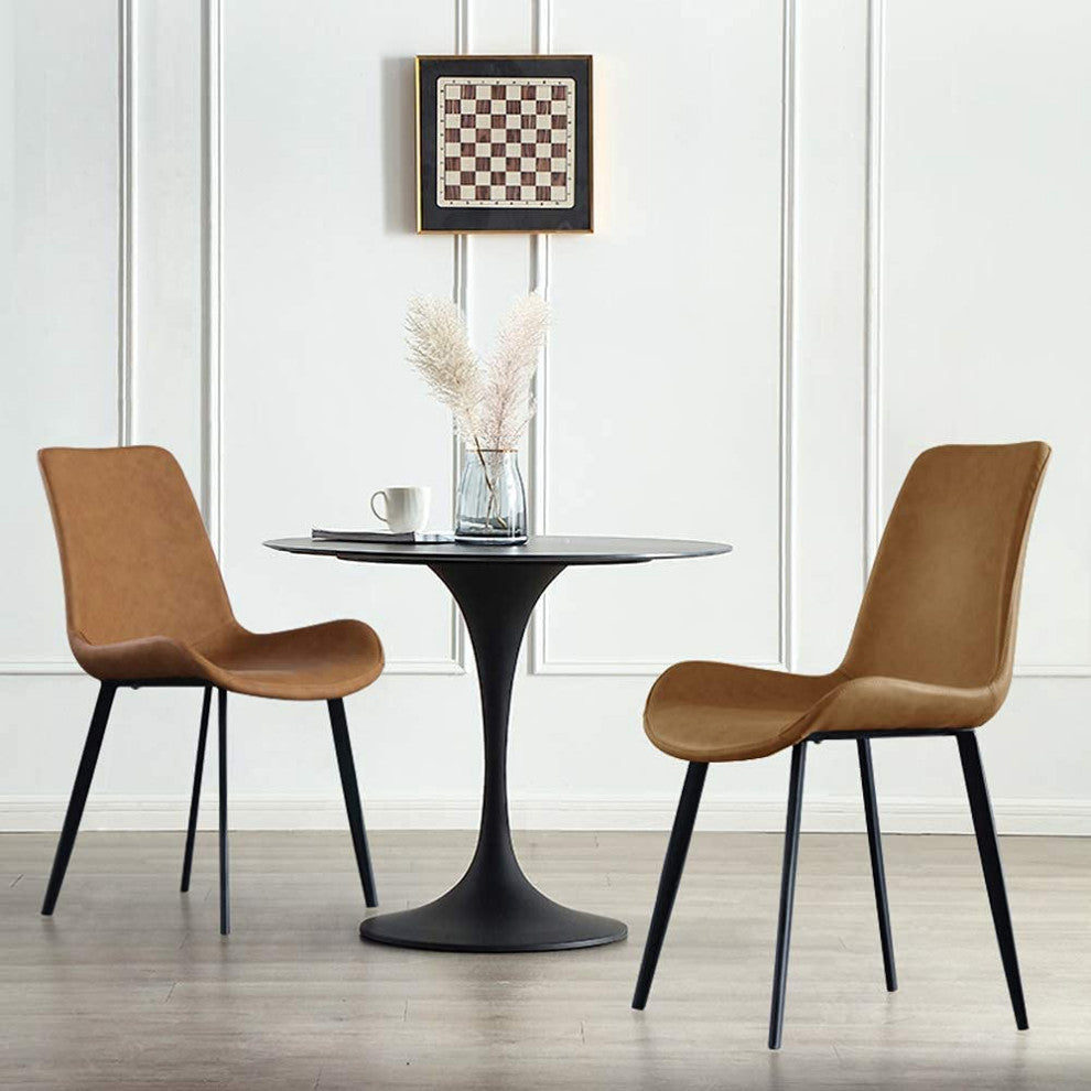 Mid-Century Style Dining Chair Leather Upholstered