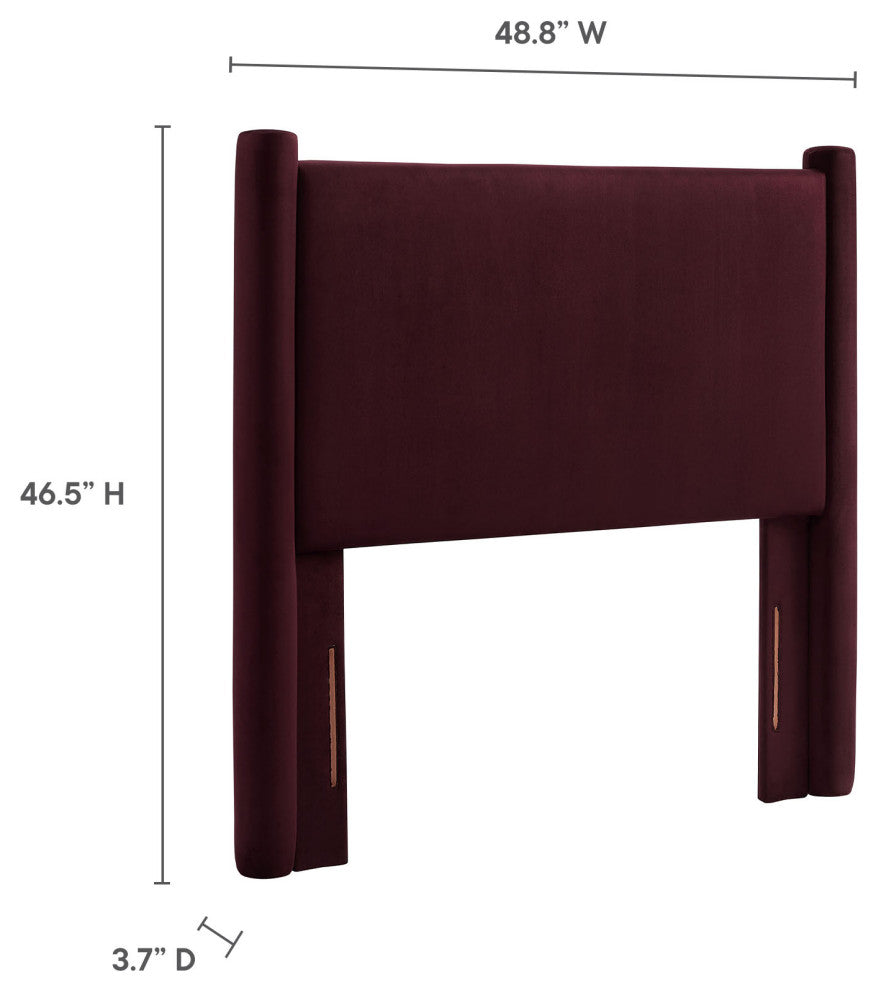 Rael Performance Velvet Twin Headboard, Mulberry