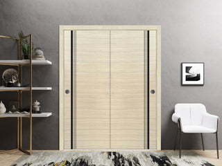 Bypass Doors 72 x 96 | Planum 0011 Natural Veneer with  | Sturdy Rails