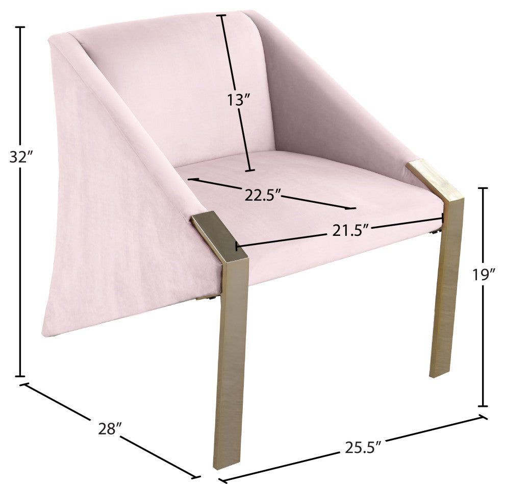 Rivet Velvet Upholstered Accent Chair, Pink