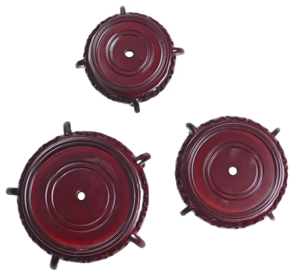Mahogany Finish Chinese Porcelain Bowl Stand, 4"x4"