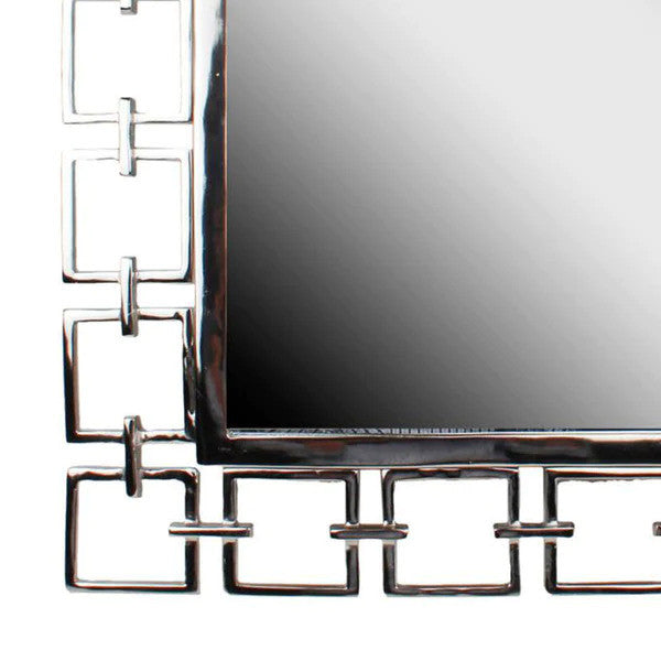 Benzara BM206715 Modern Style Metal Openwork Square Framed Mirror, Silver
