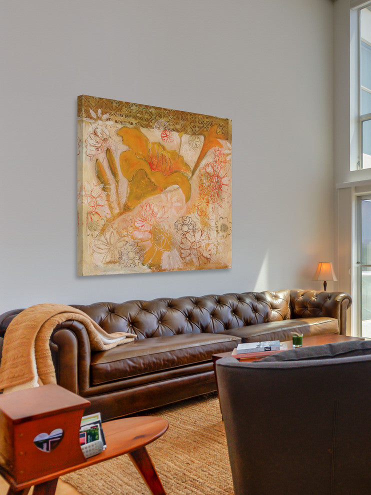 "Orange and Bronze" Painting Print on Wrapped Canvas