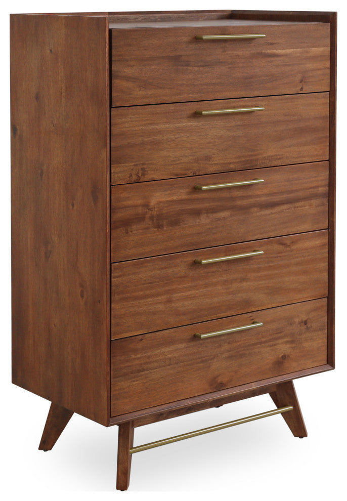 Mid-Century Modern High Chest, Walnut Stain