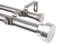 Bonnet Double Curtain Rod, Satin Nickel, 120-170"