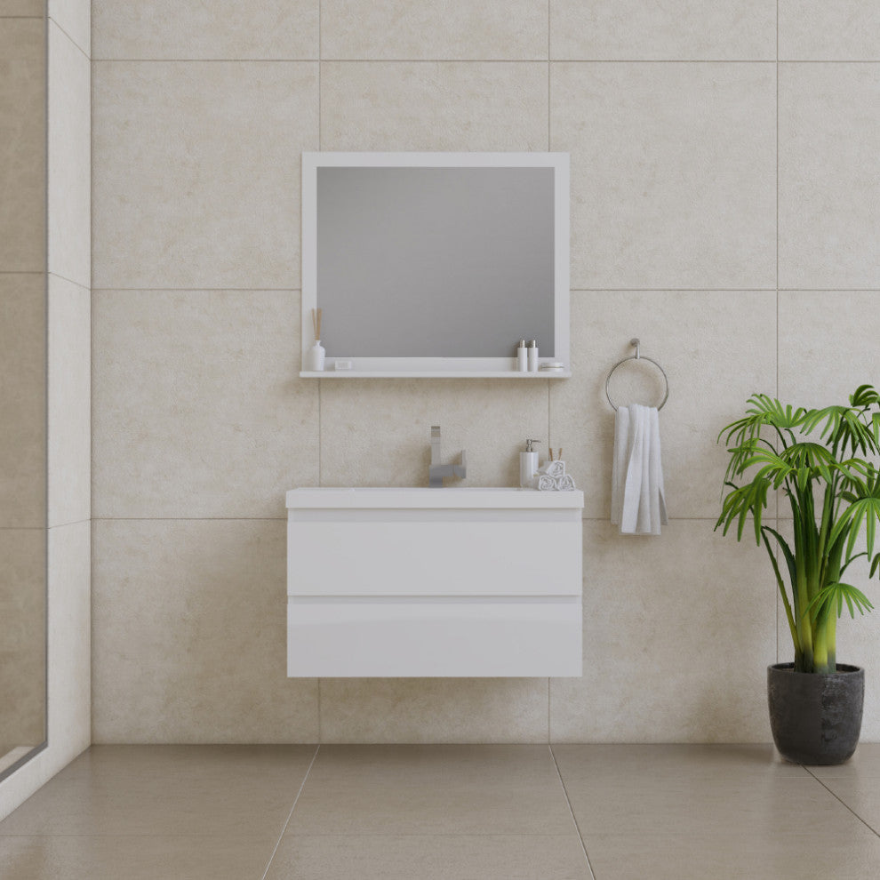 Paterno 36" Wall Mounted Bathroom Vanity With Sink, White