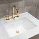 Hugo Carrara White Marble Countertop Vanity in Gray Oak, Satin Gold Hardware, 30", Vanity With Gooseneck Faucet