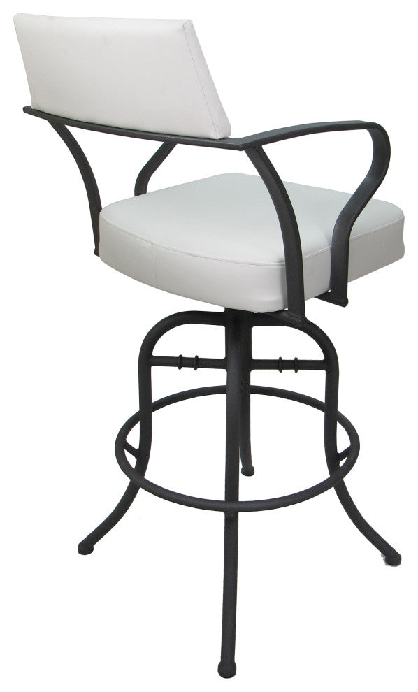 Swivel Tilt Metal Counter 26" or Bar 30" Stool - Carolina, White Vinyl - Grey, 30"