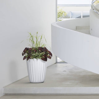 Pleat Indoor/ Outdoor Modern Round Plant Pot, 19"W, Olive