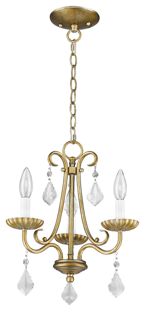 Daphne 3-Light Mini Chandelier, Antique Gold Leaf