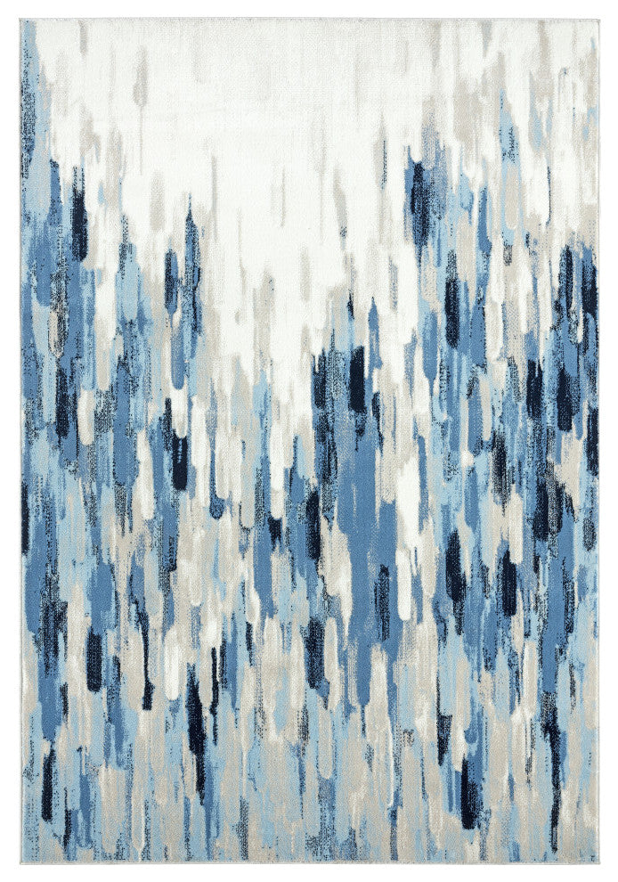 Abani Porto PRT140B Contemporary Blue and Beige Abstract Area Rug