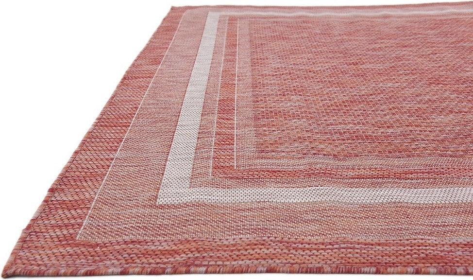 Unique Loom Rust Red Soft Border Outdoor 7'' 0 x 10'' 0 Area Rug