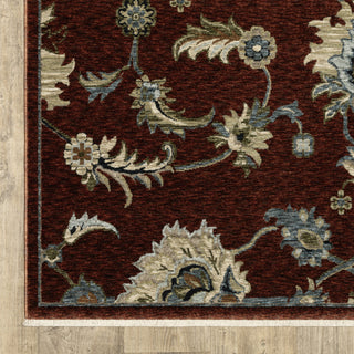 Cary Traditional Floral Area Rug, Red/ Multi, 5'3" X 7'6"