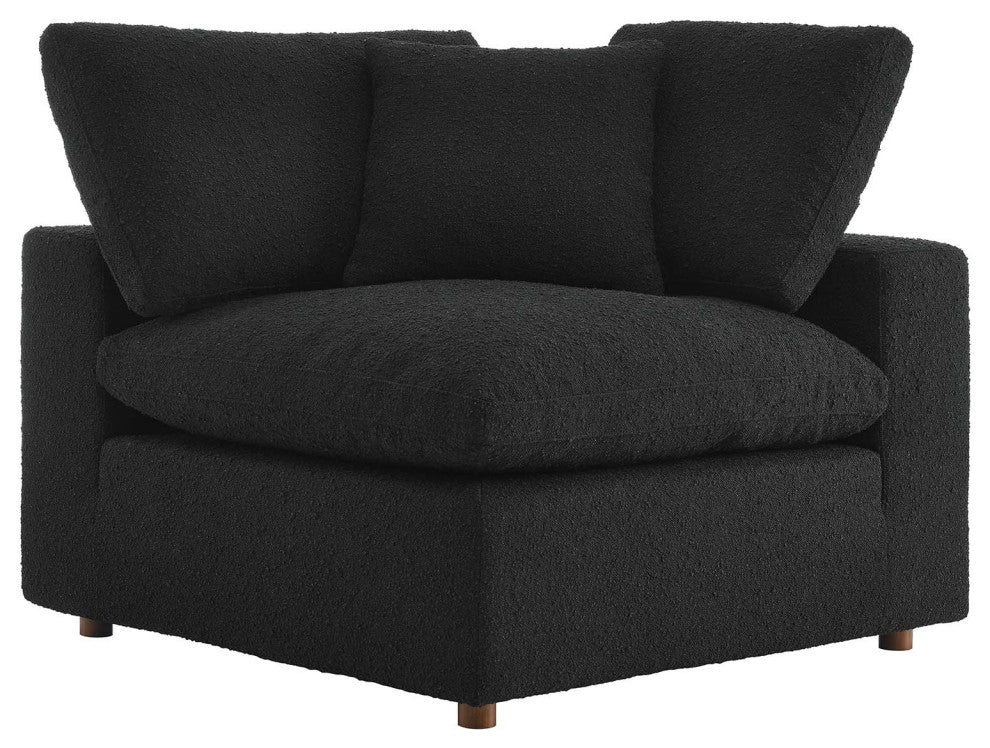 Commix Down Filled Overstuffed Boucle Fabric Corner Chair, Black