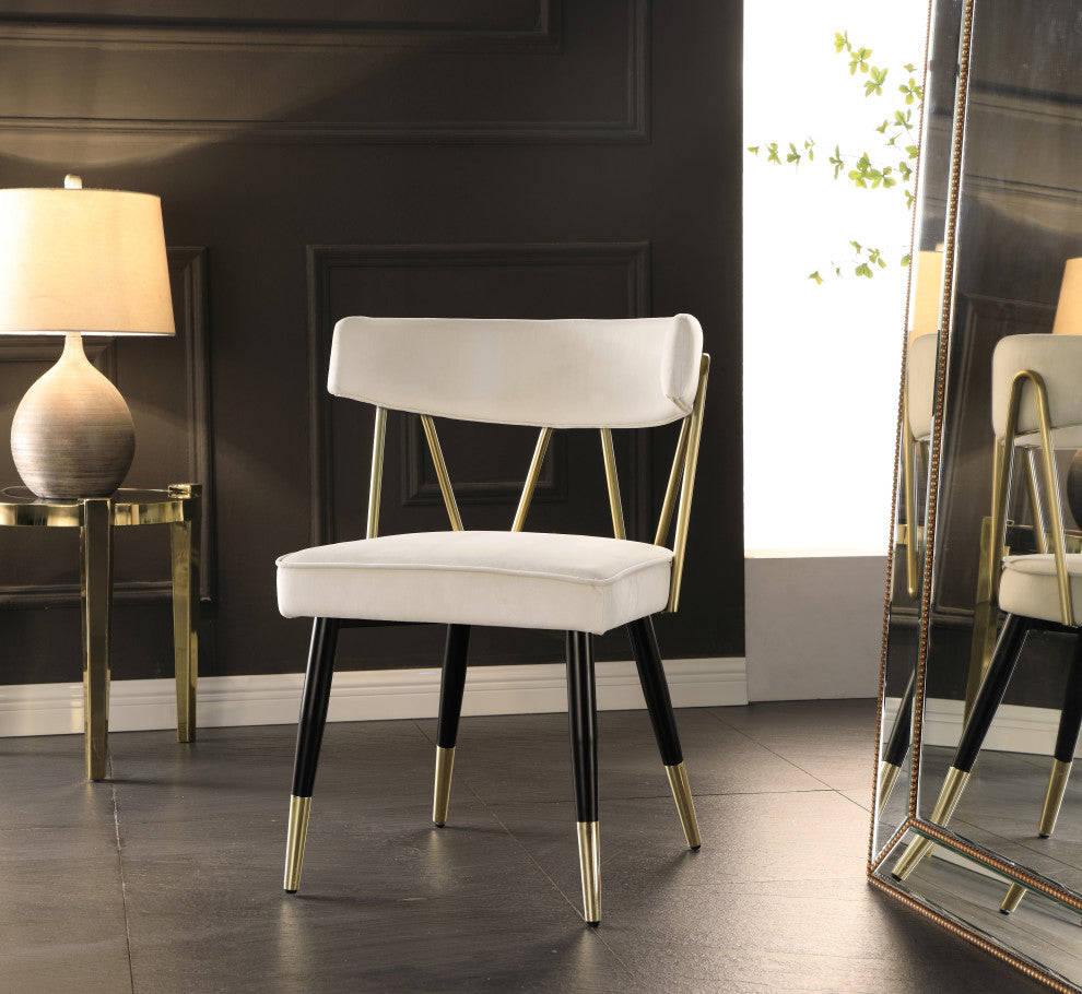 Rheingold Upholstered Dining Chair, Cream, Velvet