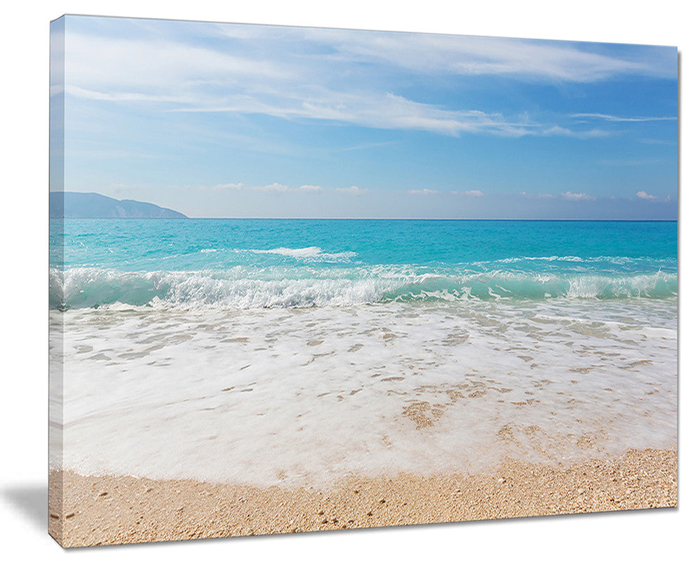 "White Waves Kissing Beach Sand" Seashore Canvas Print, 20"x12"