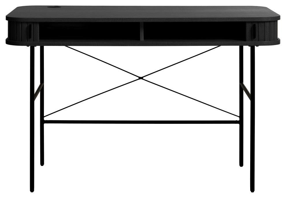 Mid-Century Modern Rounded Sliding Door Desk 47x24