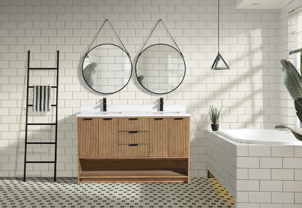 Ari Kitchen and Bath San Diego Bath Vanity, Weathered Fir, 55", Freestanding