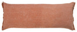 Adobe Brown Solid Stonewash Throw Pillow With Fringe, Adobe, 14"x36", Poly Fill