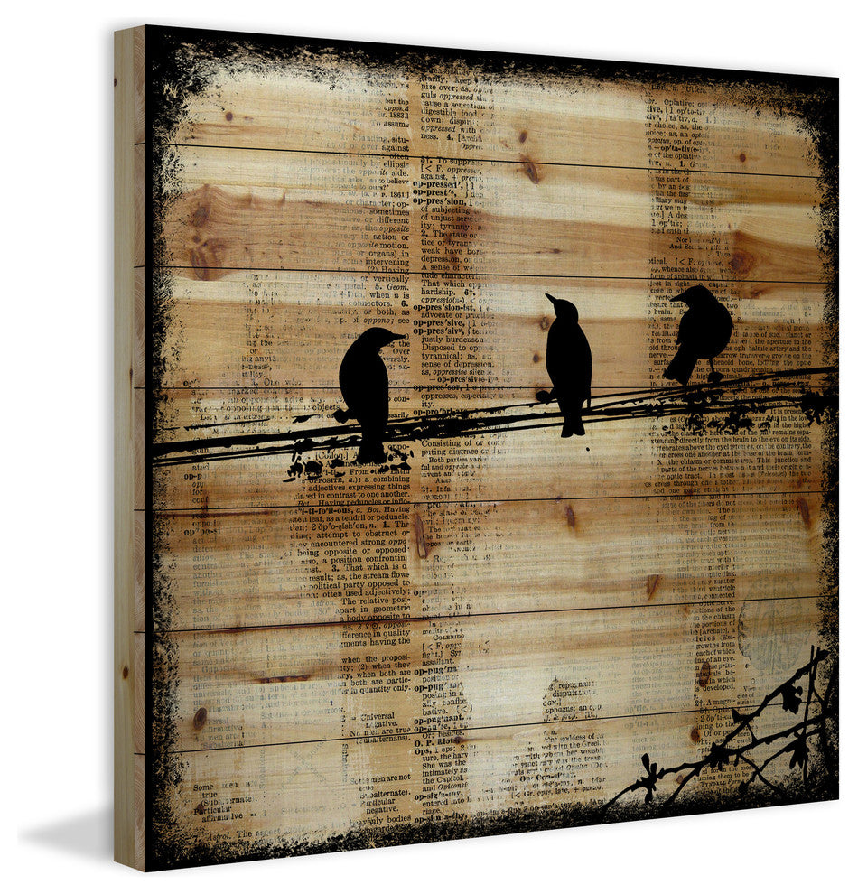 Marmont Hill, "Winged Gossip" by Vicki Butler Print, Natural Pine Wood
