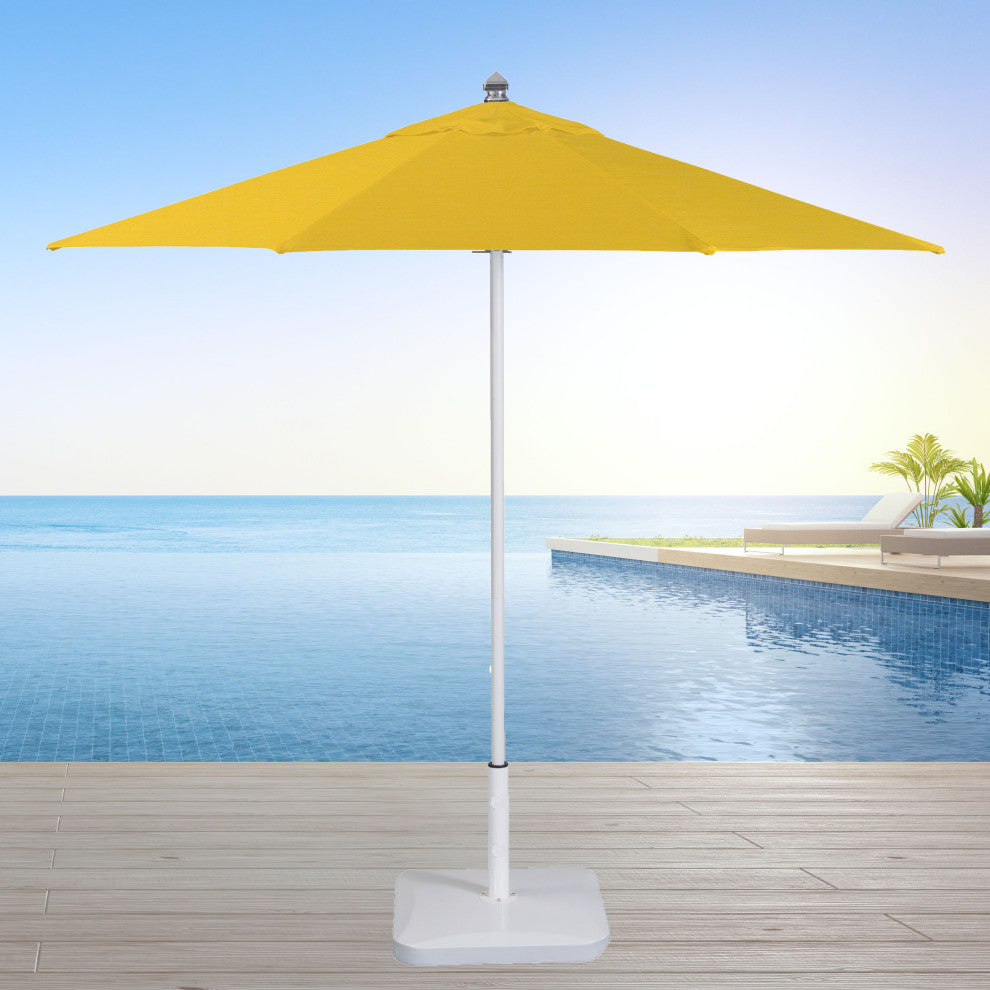 9' Round Flexibe Commercial Umbrella, White, Sunflower Yellow
