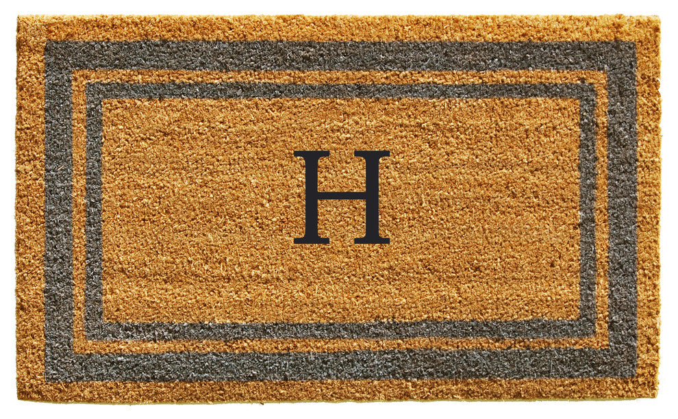 Periwinkle Border 24"x36" Monogram Doormat, Letter H