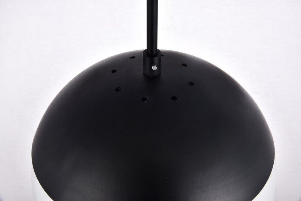 Elsa 1-Light Black Plug-In Pendant With Frosted White Glass