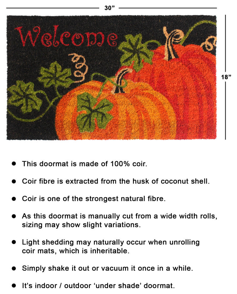 RugSmith Orange Machine Tufted Welcome Pumpkin Doormat, 18" x 30"