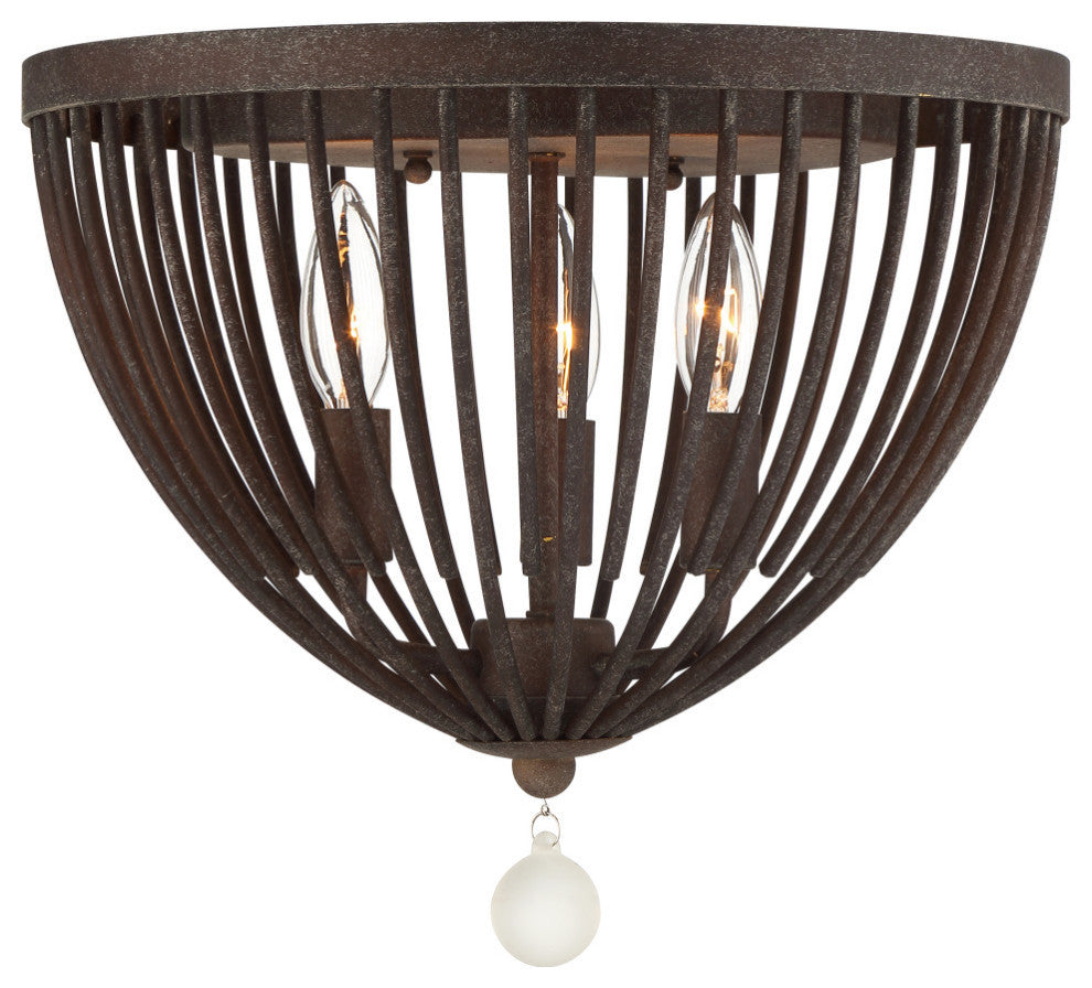 Duval Three Light Ceiling Mount in Forged Bronze