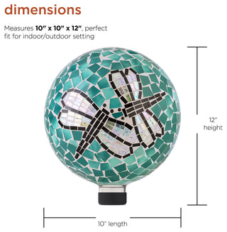 10" Mosaic Dragonfly Duo Gazing Globe