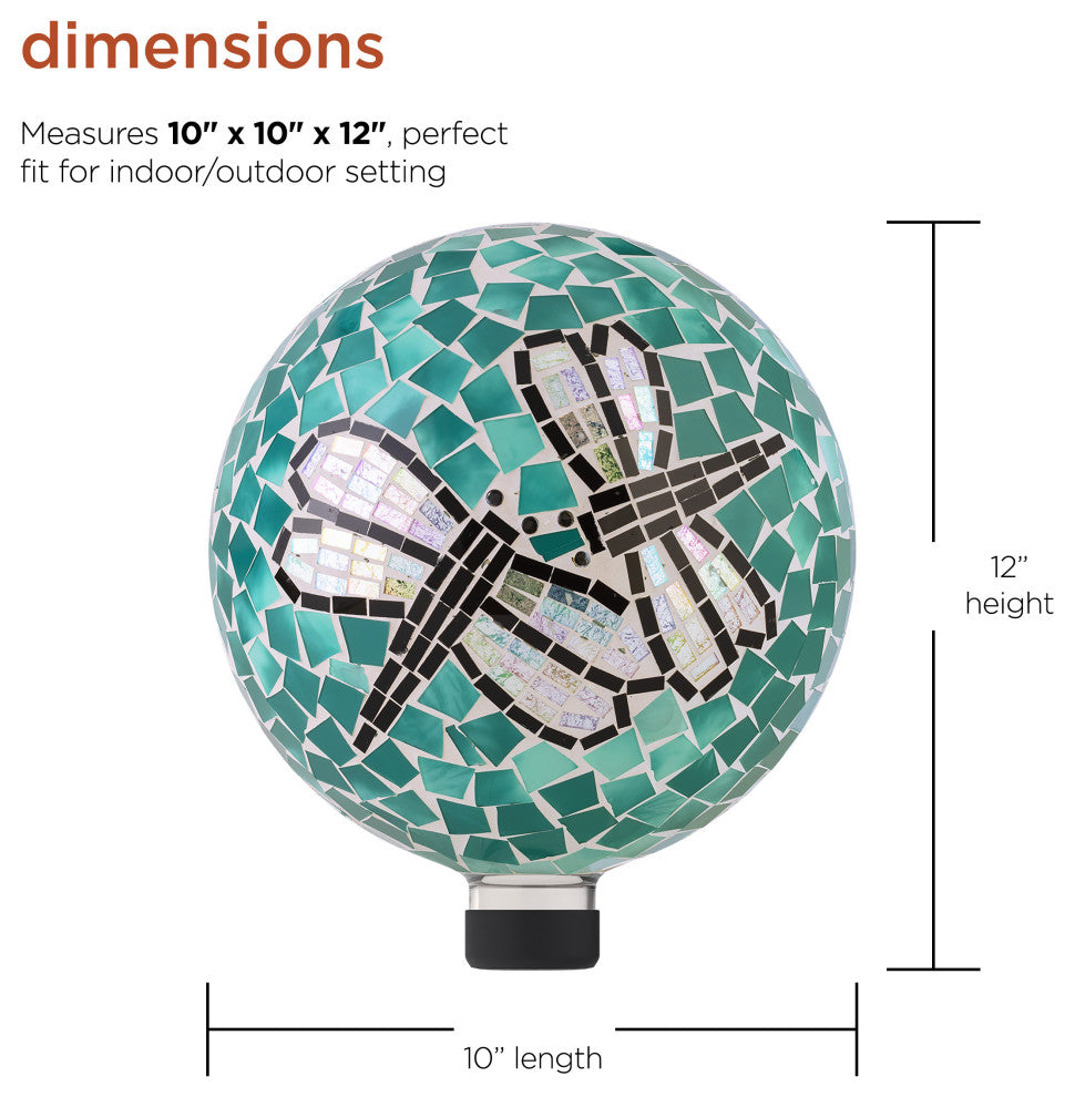 10" Mosaic Dragonfly Duo Gazing Globe